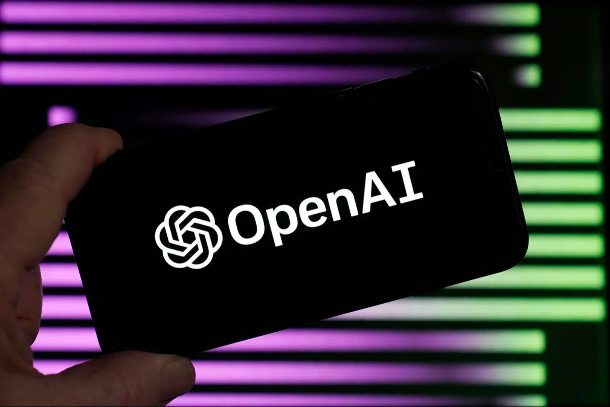 The logo for OpenAI, the maker of ChatGPT, appears on a mobile phone